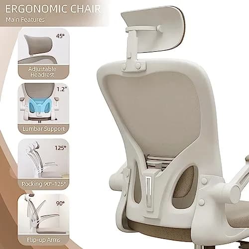 SICHY AGE High Back Mesh Office Chair with Adjustable Lumbar Support & Flip-Up Armrests | 24.59in x 20in x 49.2in thumbnail 8