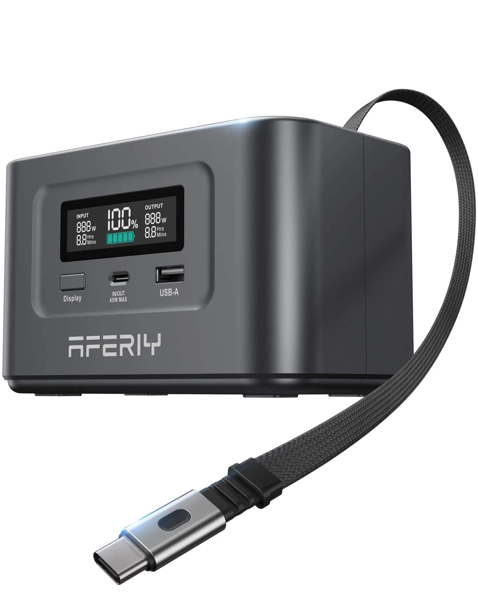 AFERIY Nano100 31000mAh Power Bank Station, 100W PD Laptop Portable Charger | 145W Output, LiFePO4 Battery, Solar Support - main product image