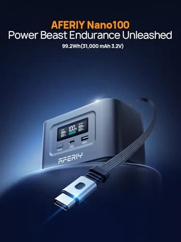 AFERIY Nano100 31000mAh Power Bank Station, 100W PD Laptop Portable Charger | 145W Output, LiFePO4 Battery, Solar Support thumbnail 2