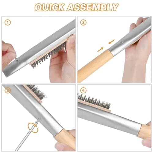 Aolso Pizza Oven Brush 21" Stainless Steel & Rubber Wood Handle | Heavy Duty Grill Cleaning Tool thumbnail 4