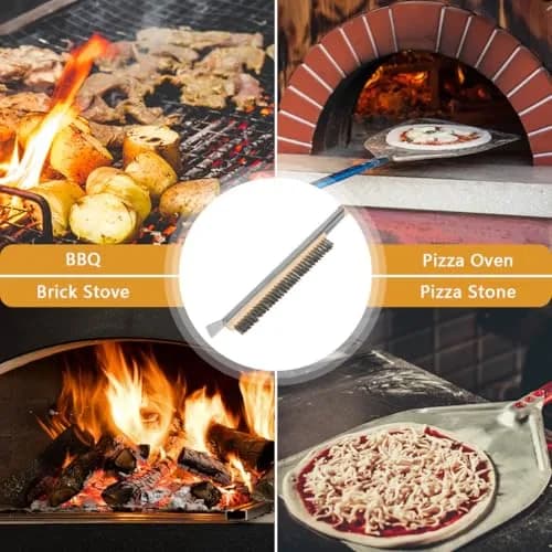 Aolso Pizza Oven Brush 21" Stainless Steel & Rubber Wood Handle | Heavy Duty Grill Cleaning Tool thumbnail 7