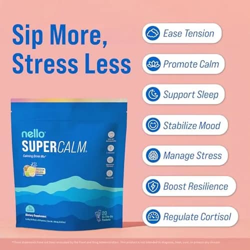 Nello Supercalm Powdered Drink Mix Passion Colada 20 Servings | Cortisol Reducer & Sleep Aid Supplement thumbnail 3