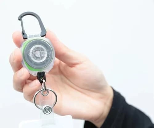 KEY-BAK Sidekick Carabiner Keychain with Kevlar Cord, Holds 5 Keys, Green | Retractable 24" Reach thumbnail 2