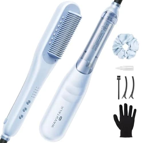 Wavytalk Steam Hair Straightener Brush with Hydro-Infusion Steam Technology, 2.0m Cord, Blue | 410°F Max Heat, 10-15 Min Styling thumbnail 1