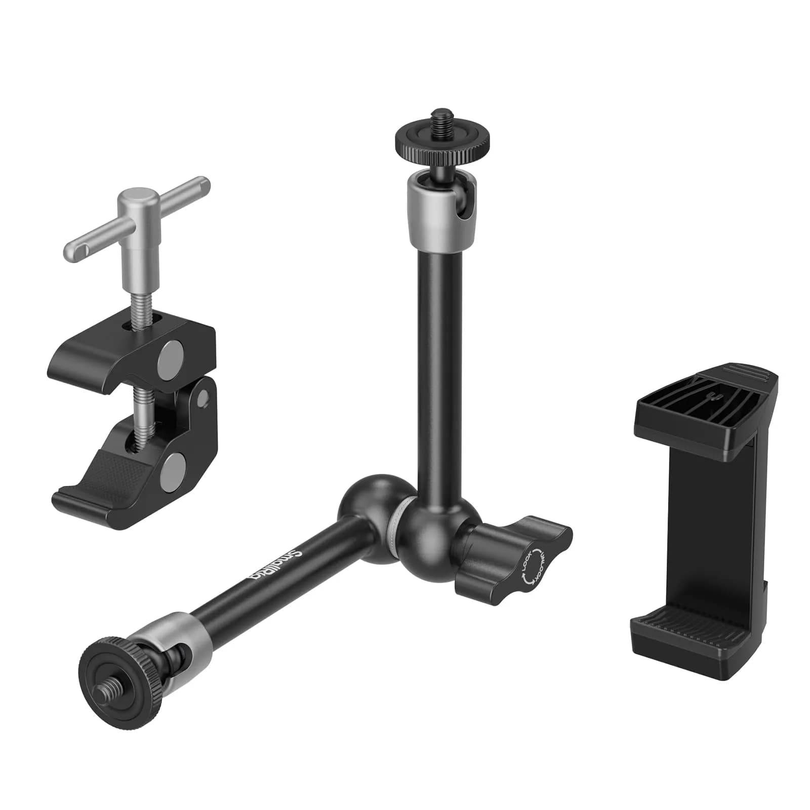 SmallRig 9.8" Articulating Magic Arm with Super Clamp & Phone Holder | 220mm (8.6") Black