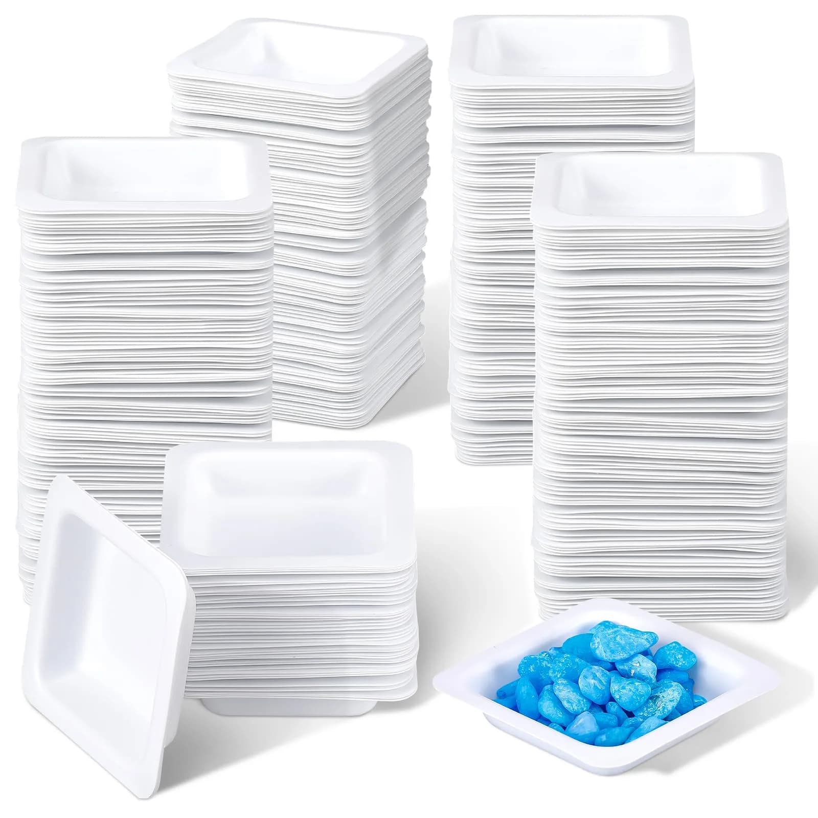 Saysurey 300 Pcs Plastic Weigh Boats 7ml | Disposable Lab Trays for Powder, Epoxy, Food Samples - main product image