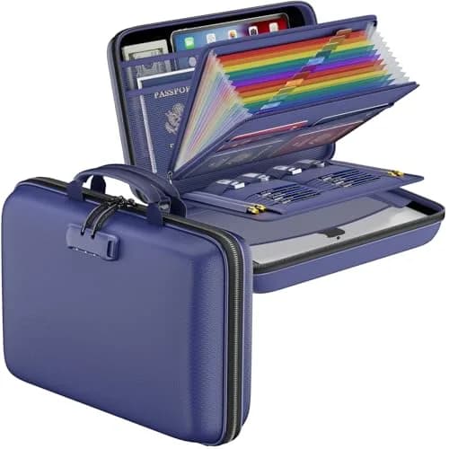 DocSafe Fireproof Document Box with Lock & 13-Pocket Accordion File Folder, 39.4cm x 29.2cm x 7.6cm (15.5" x 11.5" x 3") | UL94-V0/5VA Flame Retardant thumbnail 1