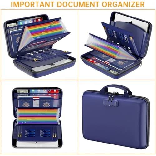 DocSafe Fireproof Document Box with Lock & 13-Pocket Accordion File Folder, 39.4cm x 29.2cm x 7.6cm (15.5" x 11.5" x 3") | UL94-V0/5VA Flame Retardant thumbnail 9