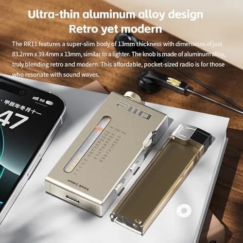 FiiO RR11 Portable HiFi FM Stereo Radio Receiver with Analog PVR Tuning, BASS+3D Sound Effects, 64MHz-108MHz (Black, Hi-Res Audio Certified) thumbnail 3