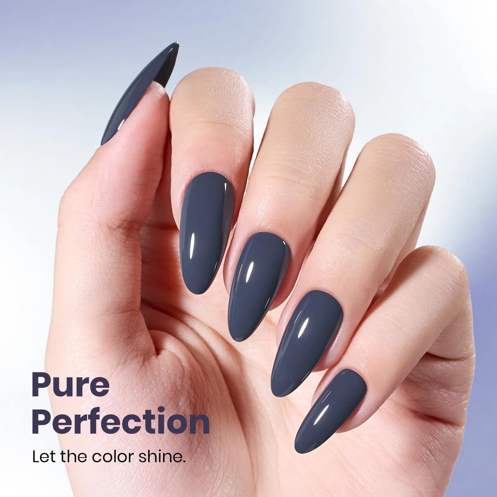 Beetles Gel Polish Crown Blue 15ml | Dark Grey Gel Nail Polish for India thumbnail 2