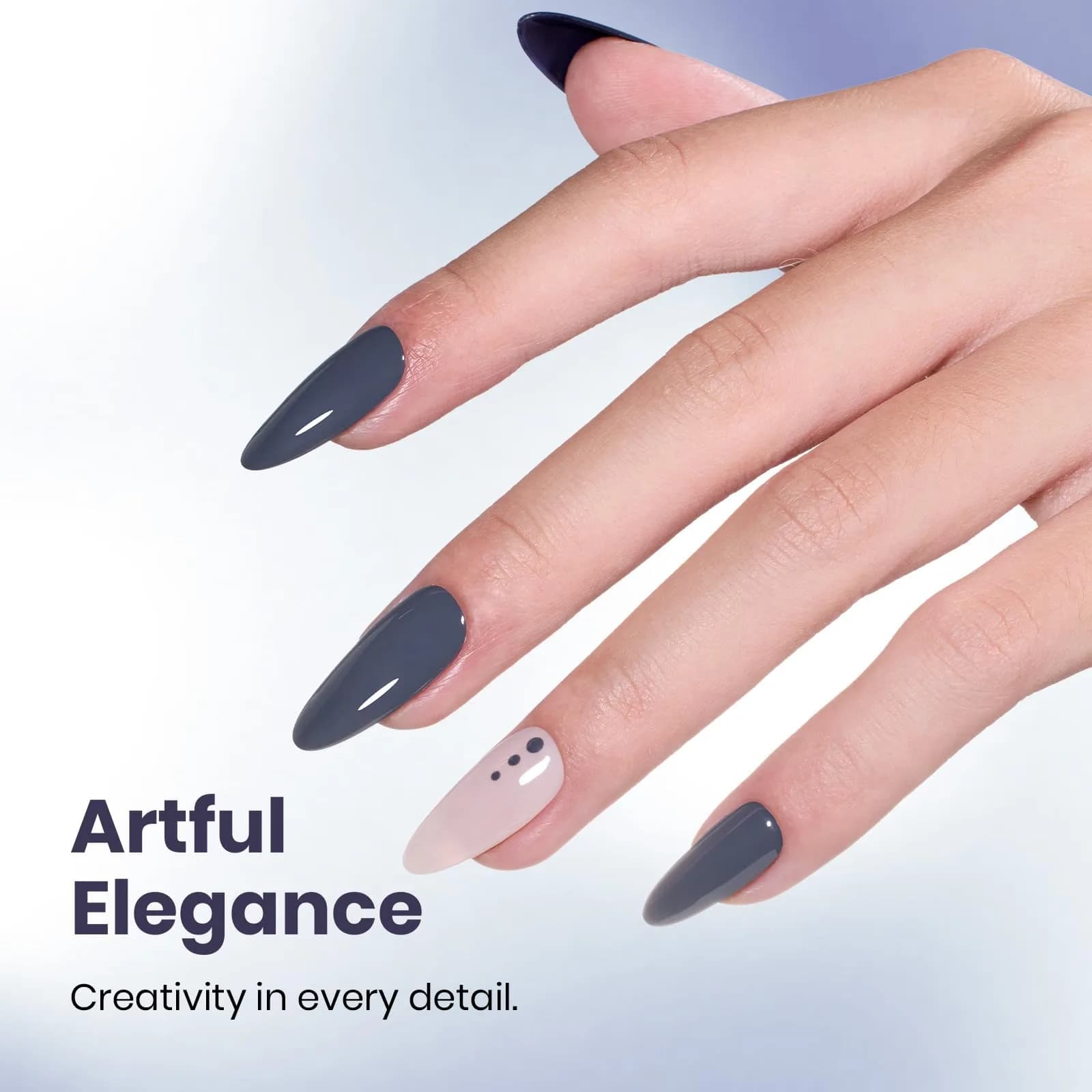 Beetles Gel Polish Crown Blue 15ml | Dark Grey Gel Nail Polish for India thumbnail 3