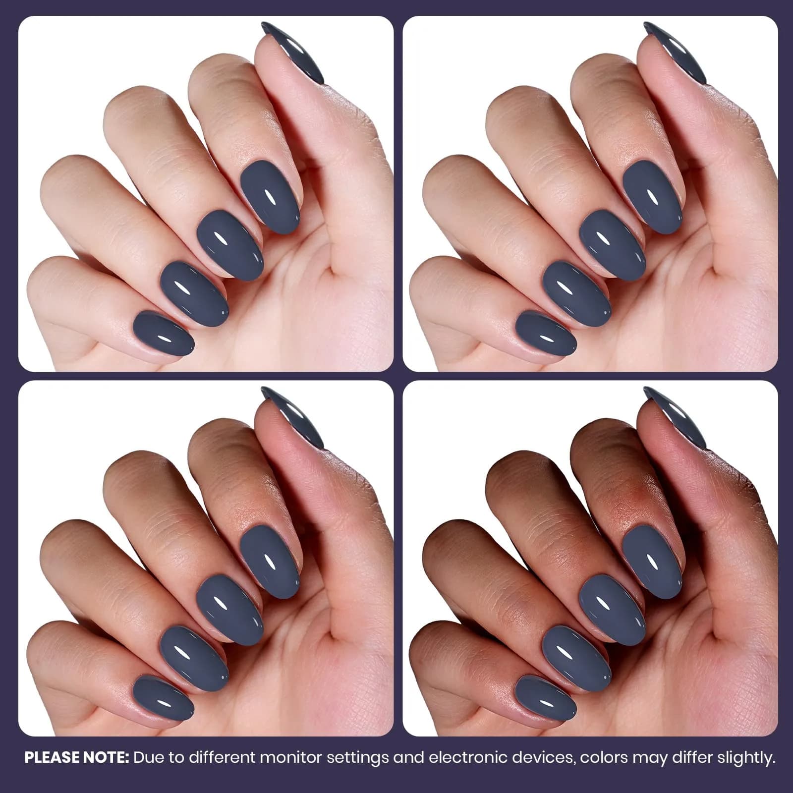 Beetles Gel Polish Crown Blue 15ml | Dark Grey Gel Nail Polish for India thumbnail 4
