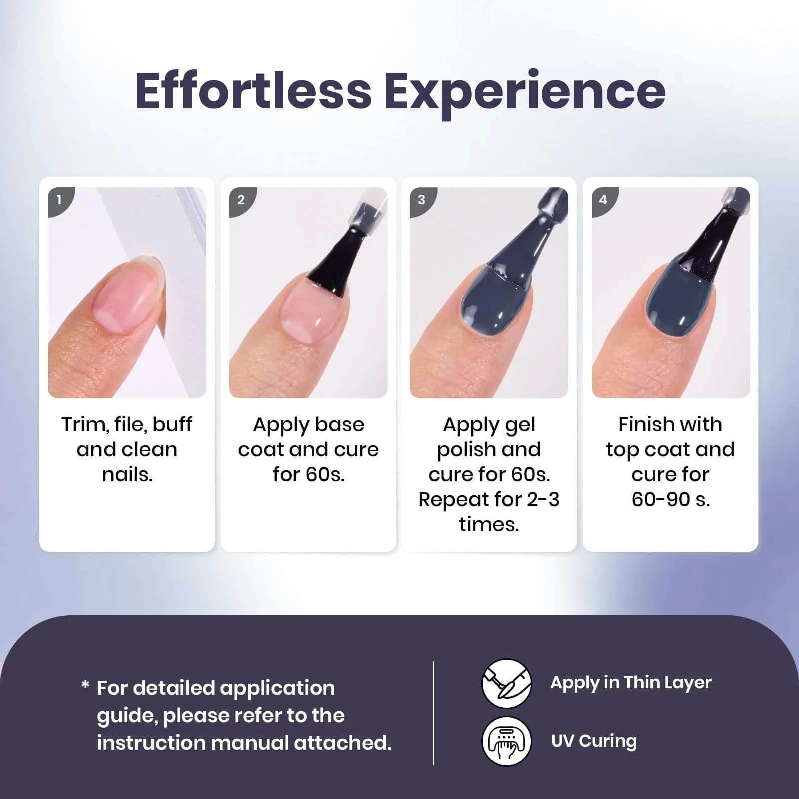 Beetles Gel Polish Crown Blue 15ml | Dark Grey Gel Nail Polish for India thumbnail 6