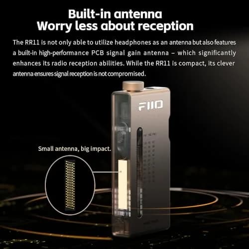 FiiO RR11 Portable HiFi FM Stereo Radio Receiver with Analog PVR Tuning, BASS+3D Sound Effects, 64MHz-108MHz (Silver, 1.57" x 3.31" x 0.51" / 4.19 x 8.41 x 1.3cm) thumbnail 8