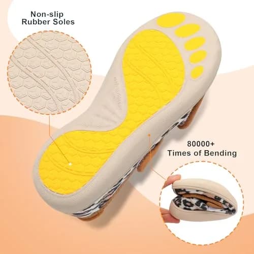 JOINFREE Women's Wide Diabetic Slippers with Adjustable Strap & Leopard Print | Size 7 Wide (26.7cm / 10.5in) thumbnail 6