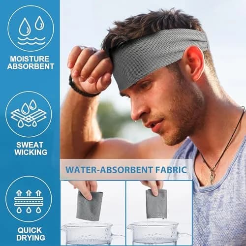 Sukeen Cooling Headbands for Men 4 Pack, Moisture Wicking Headbands for Gym 21.26"-23.62" (54-60 cm) thumbnail 3