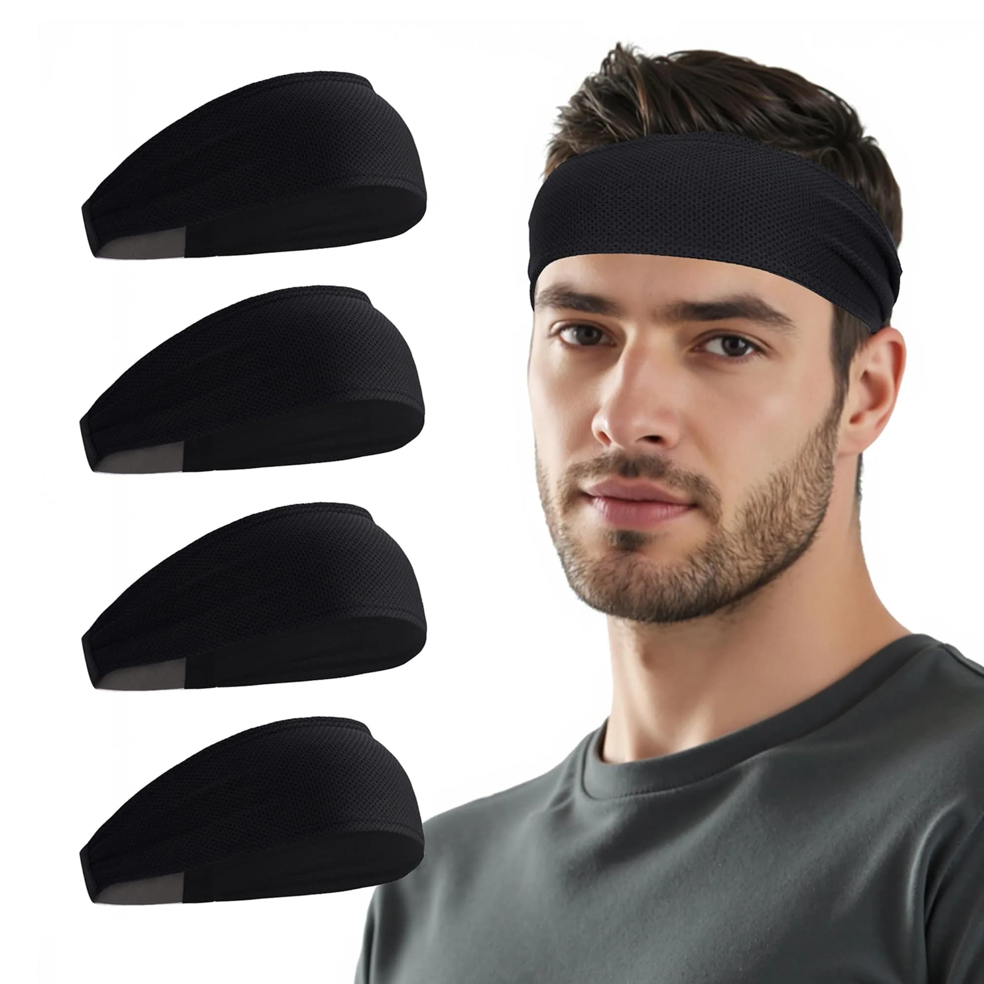 Sukeen Cooling Headbands for Men 4 Pack, Sweat Bands Headbands for Running | Instant Cooling Fabric - main product image