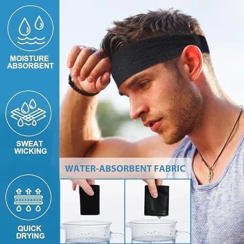 Sukeen Cooling Headbands for Men 4 Pack, Sweat Bands Headbands for Running | Instant Cooling Fabric thumbnail 3