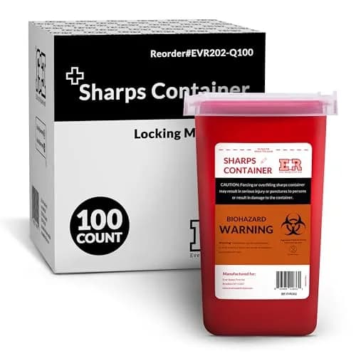 Ever Ready First Aid Sharps Container 1 Quart (100-Count Pack) | Secure Needle, Syringe, Lancet Disposal thumbnail 1