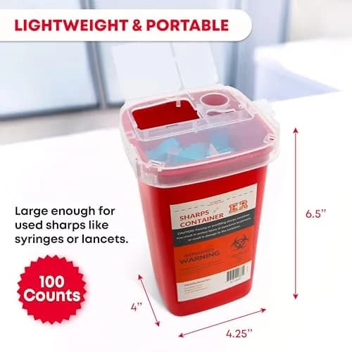 Ever Ready First Aid Sharps Container 1 Quart (100-Count Pack) | Secure Needle, Syringe, Lancet Disposal thumbnail 2