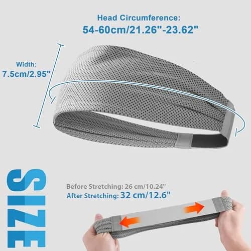 Sukeen Cooling Headbands for Men 4 Pack, Non-Slip Elastic Sweatbands for Running & Gym, 21.26"-23.62" Head Circumference thumbnail 5