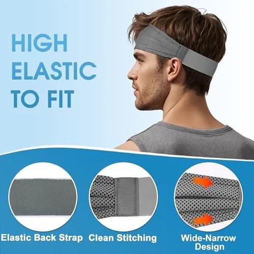 Sukeen Cooling Headbands for Men 4 Pack, Non-Slip Elastic Sweatbands for Running & Gym, 21.26"-23.62" Head Circumference thumbnail 8