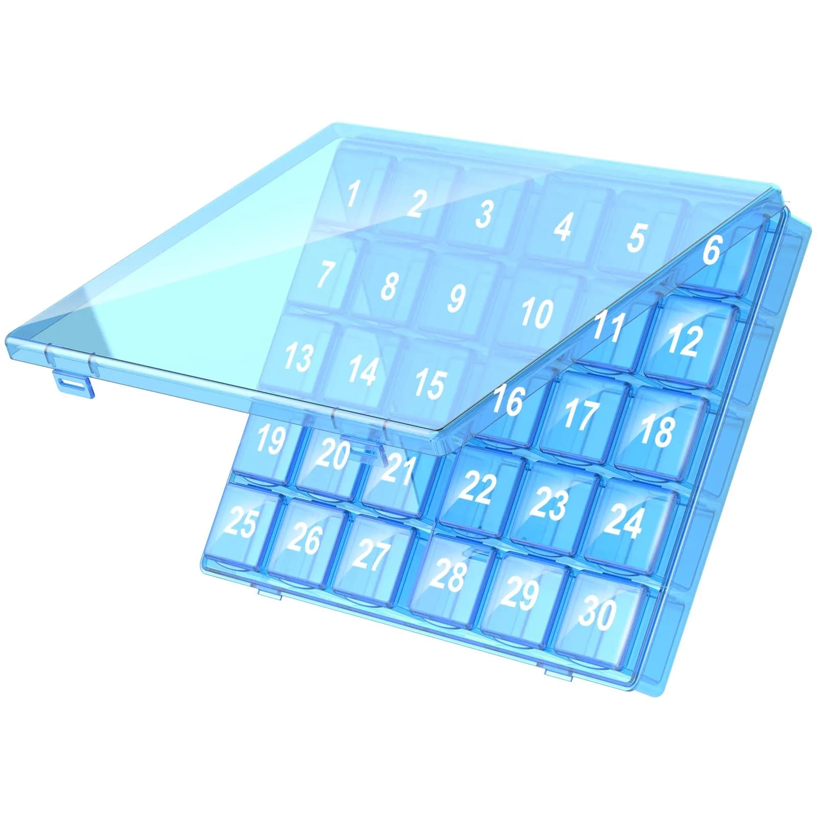 DOHIMGIO 30-Day Monthly Pill Organizer Box with Large Compartments | Easy Open Blue Case for Travel