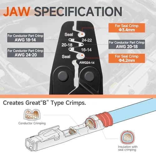 IWISS iCrimp IWC-1424BP Weather Pack Sealed Connector Crimper AWG24-14 | Locking, Versatile, Durable thumbnail 2