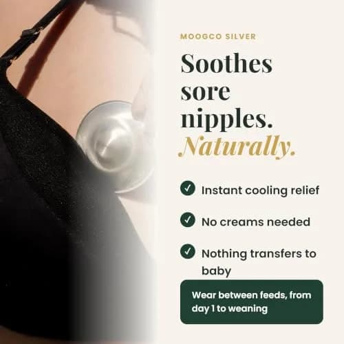 MOOGCO Original Silver Nursing Cups - Nipple Shields for Breastfeeding Newborn | 999k Tri-Laminate Silver thumbnail 4