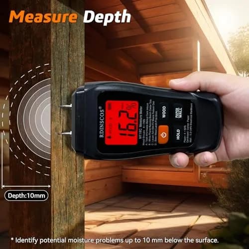 RDINSCOS Digital Moisture Meter for Wood, Drywall & Building Materials | Pin-Type Moisture Detector with 4 Modes & LCD Display thumbnail 9