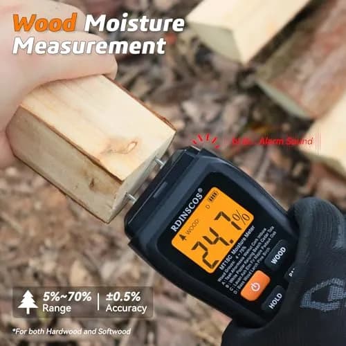 RDINSCOS Digital Moisture Meter for Wood, Drywall & Building Materials | Pin-Type Moisture Detector with 4 Modes & LCD Display thumbnail 2