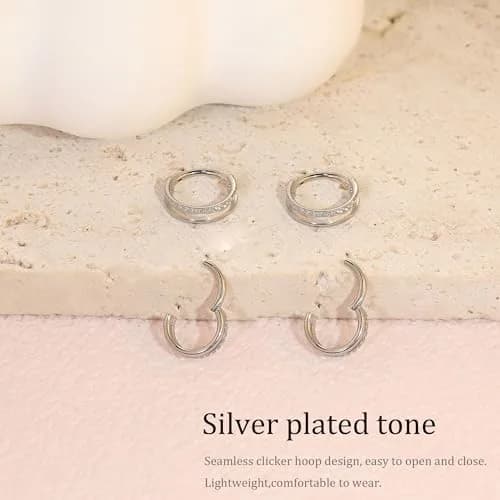 Qyalie Cartilage Helix Conch Piercing Jewelry 14K Gold Hoop Earrings | Hypoallergenic, 8mm Inner Diameter thumbnail 4