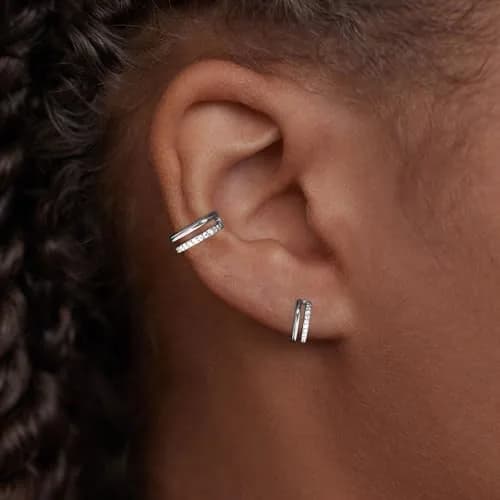 Qyalie Cartilage Helix Conch Piercing Jewelry 14K Gold Hoop Earrings | Hypoallergenic, 8mm Inner Diameter thumbnail 5