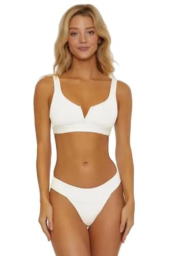 ISABELLA ROSE Maza - Women's Banded Bikini Bottom, Cheeky Coverage, Swimwear Separates for Women, Cloud, Large thumbnail 4