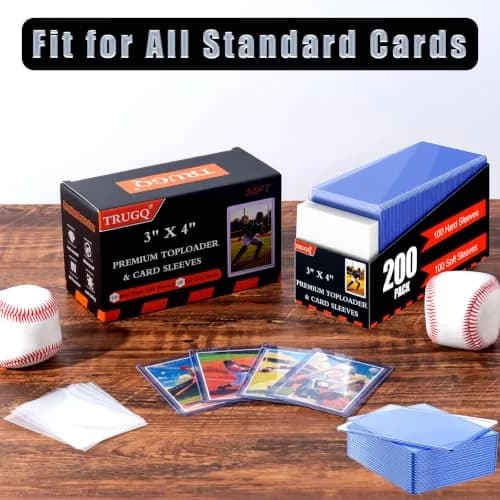 TRUGQ Card Sleeves Toploaders Set (200 Count) | 3" x 4" Hard Plastic Protectors with Soft Sleeves for Baseball, Sports, K-Pop Cards thumbnail 6