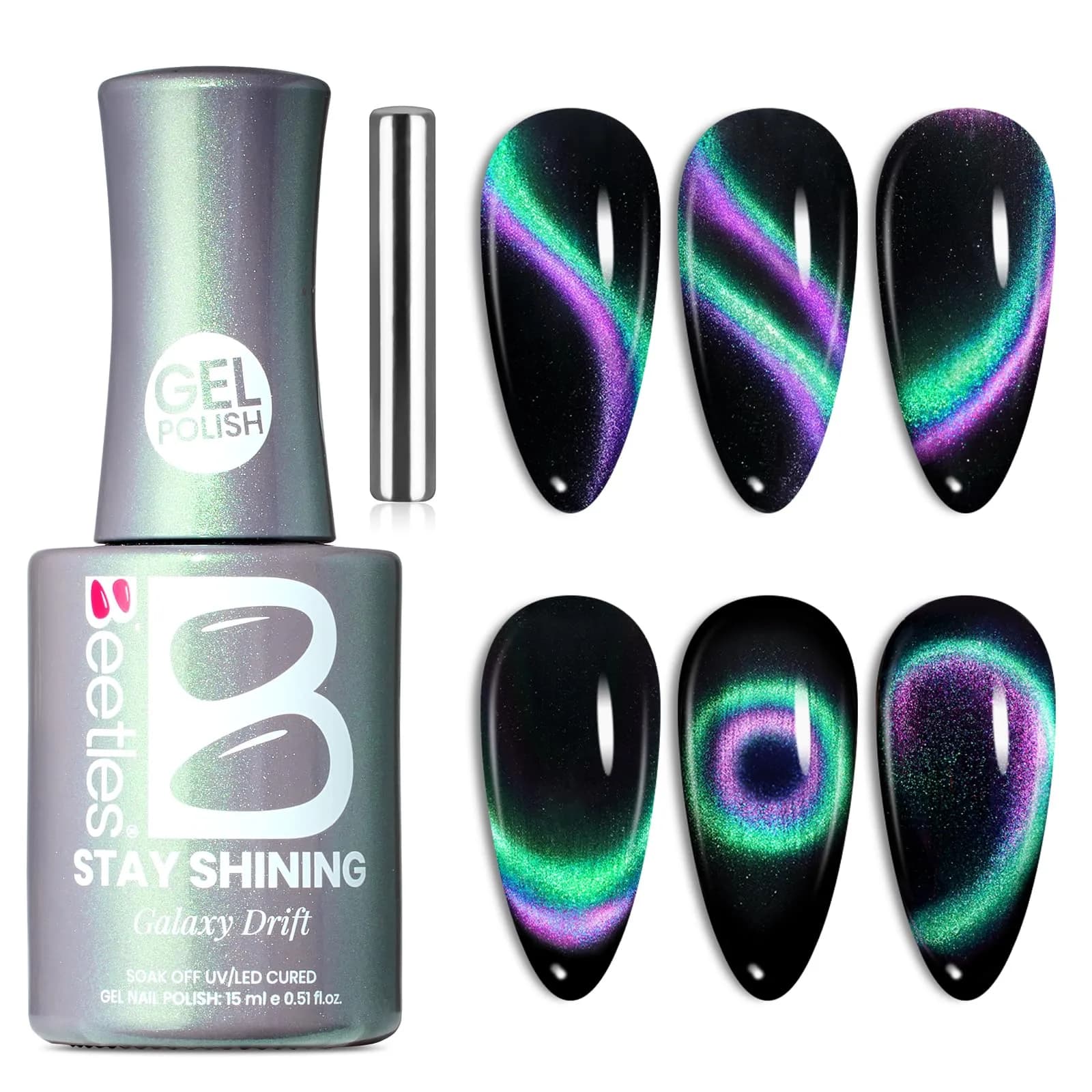 Beetles Gel Polish Stay Shining Cat Eye Gel Nail Polish 15ml (0.5 Fl Oz) | Chameleon Color Shift with UV/LED Cure - main product image