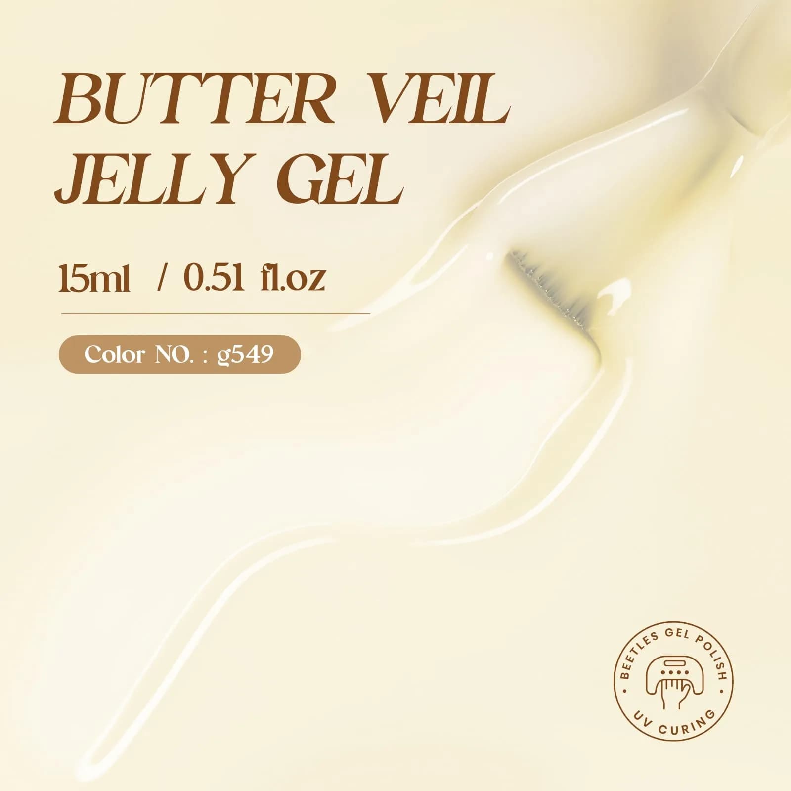 Beetles Butter Veil Yellow Jelly Gel Nail Polish 15ml | Sheer Translucent Effect