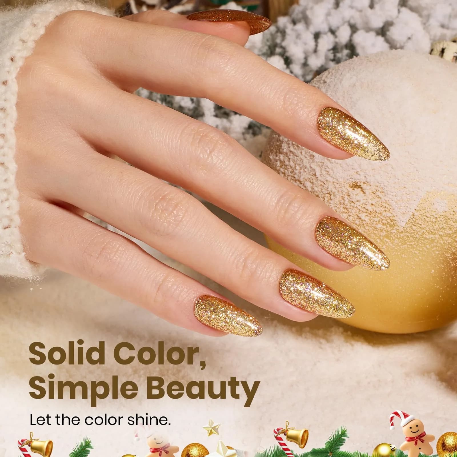 Beetles Gold Gel Nail Polish Sparkling Glitter Reflective Purple 15ml | Starlit Gold Glitter Gel Polish thumbnail 2