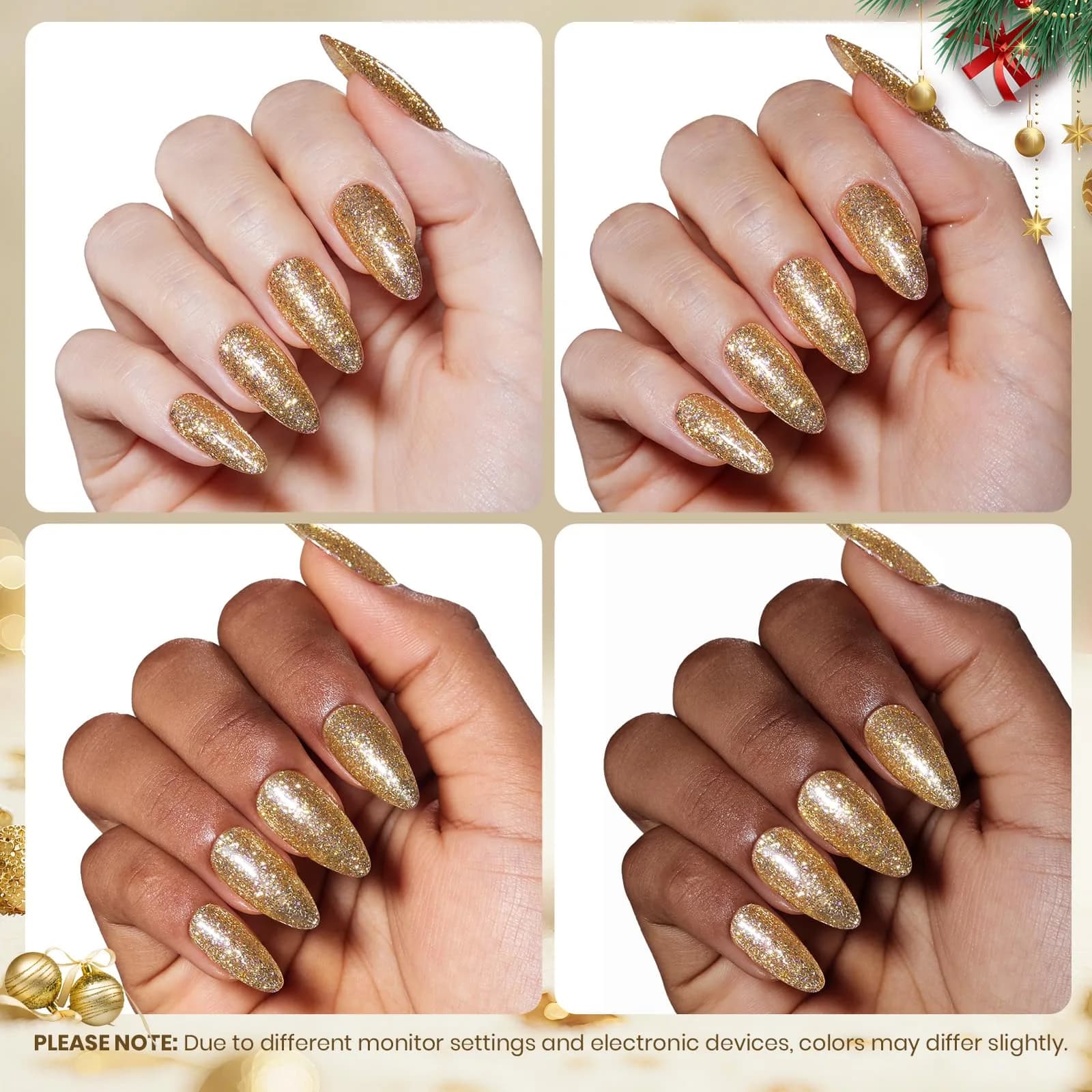 Beetles Gold Gel Nail Polish Sparkling Glitter Reflective Purple 15ml | Starlit Gold Glitter Gel Polish thumbnail 4