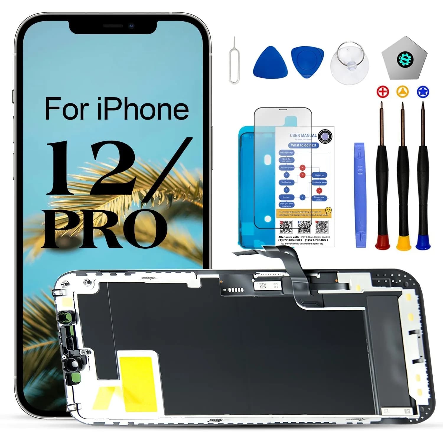 EFAITHLIFE iPhone 12/12 Pro Screen Replacement 6.1 inch LCD Display with Tools, 1080P FHD - main product image