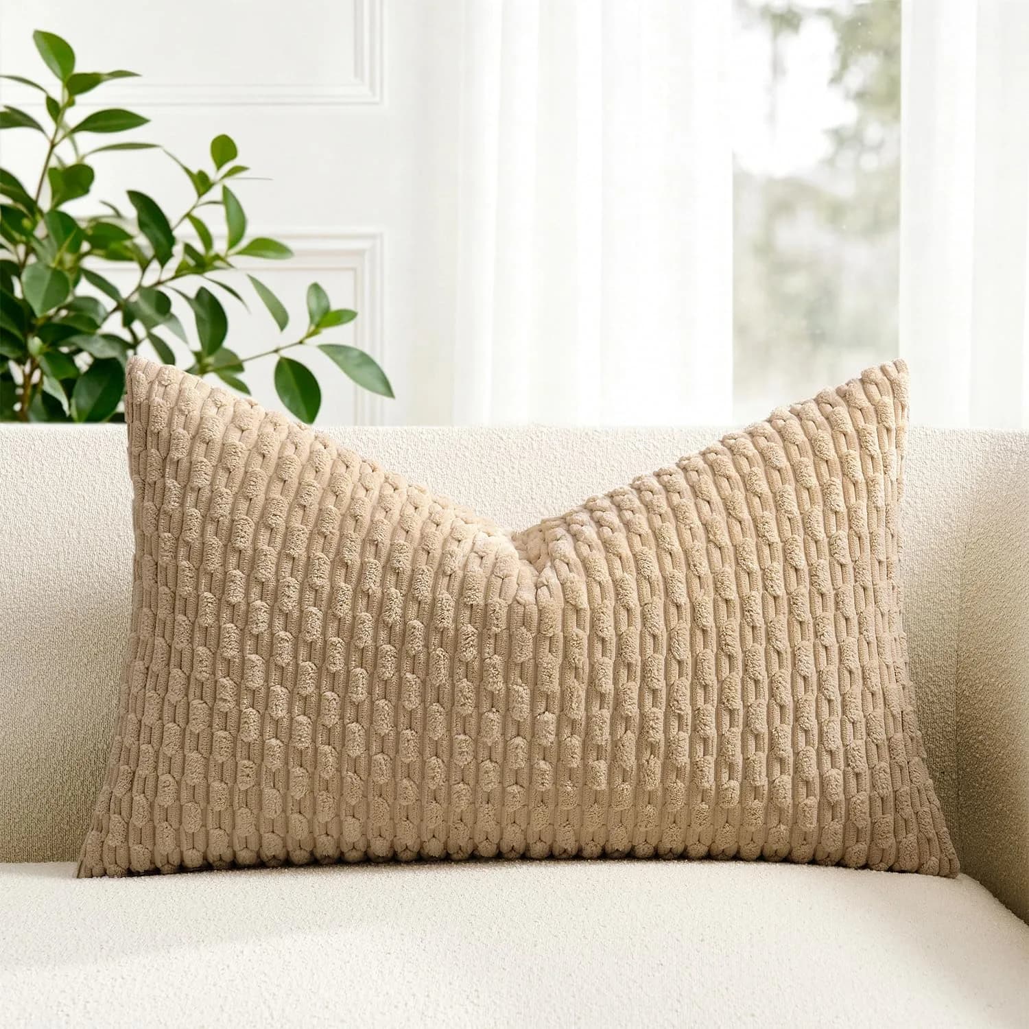 K KEVIN TEXTILE Soft Corduroy Lumbar Pillow Cover 24"x14" | Modern Boho Decor