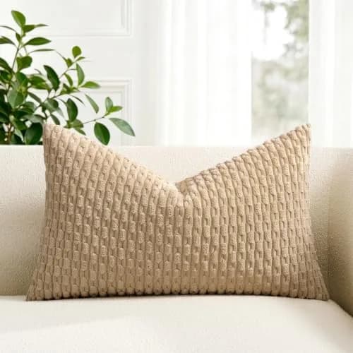 K KEVIN TEXTILE Soft Corduroy Lumbar Pillow Cover 24"x14" | Modern Boho Decor thumbnail 1