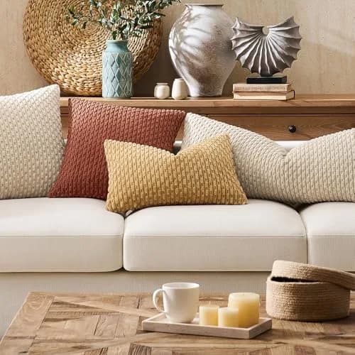 K KEVIN TEXTILE Soft Corduroy Lumbar Pillow Cover 24"x14" | Modern Boho Decor thumbnail 7