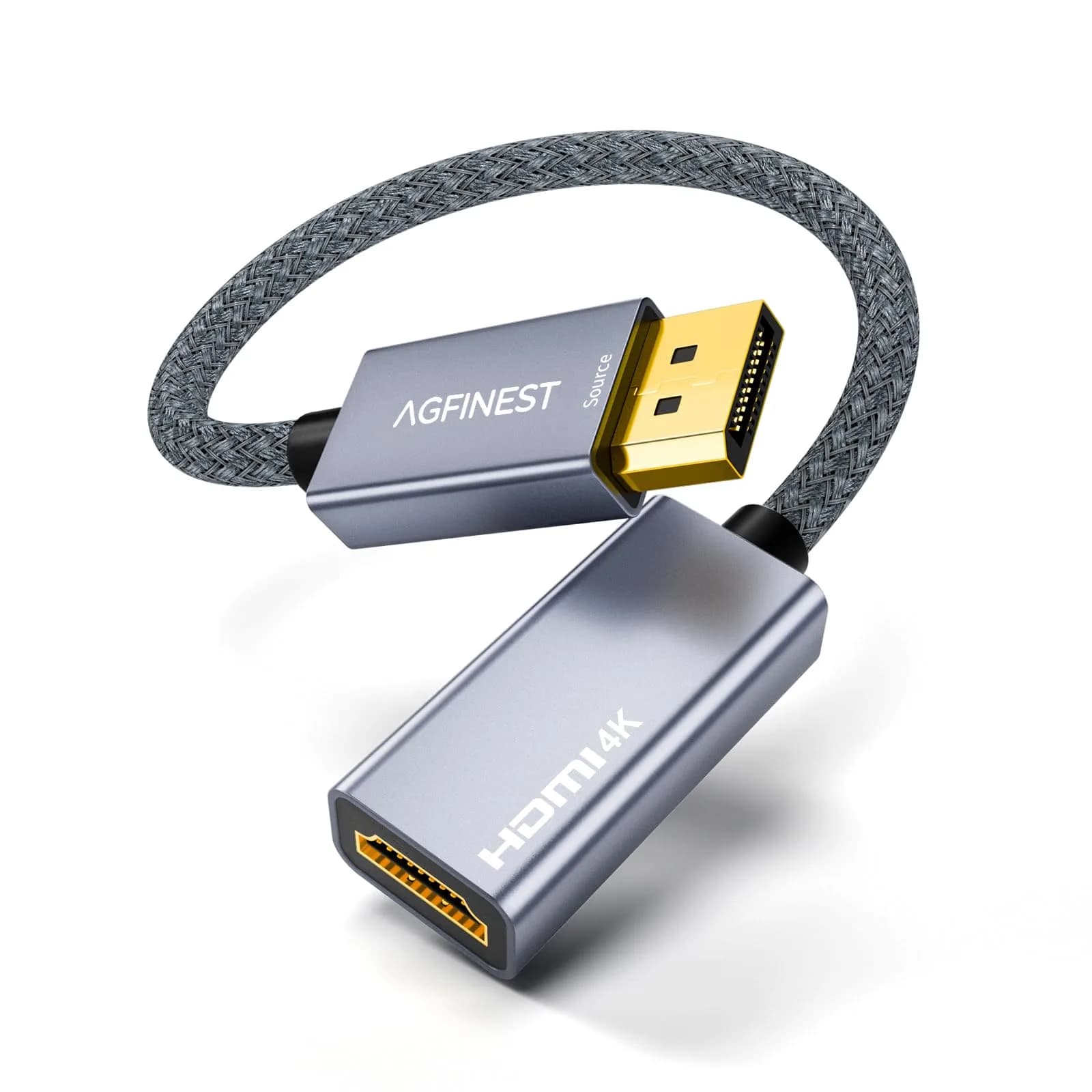 AGFINEST Active DisplayPort to HDMI Adapter 20cm (0.65ft) | 8K@60Hz 4K@120Hz DP 1.4 to HDMI 2.1 Converter — Black