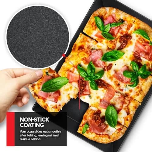 Stock Your Home 8x10 Detroit Style Pizza Pan – Non-Stick Deep Dish Aluminum Pan for Focaccia, Sicilian Bread, Brownies & Chicago-Style Pizza thumbnail 4