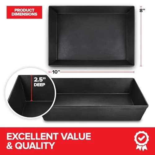 Stock Your Home 8x10 Detroit Style Pizza Pan – Non-Stick Deep Dish Aluminum Pan for Focaccia, Sicilian Bread, Brownies & Chicago-Style Pizza thumbnail 2