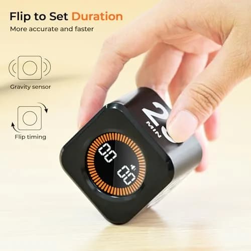 EooCoo Rotating Flip Timer 5/10/25/50 Min, USB-C Rechargeable, Visual Countdown & Stopwatch | ADHD Tools for Study & Work thumbnail 4