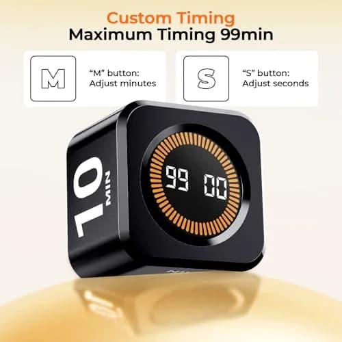 EooCoo Rotating Flip Timer 5/10/25/50 Min, USB-C Rechargeable, Visual Countdown & Stopwatch | ADHD Tools for Study & Work thumbnail 6
