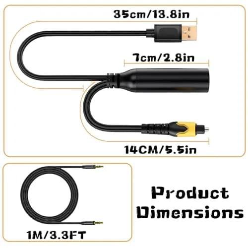 NCGGY 192KHz DAC Optical to 3.5mm Audio Converter | Unidirectional Optical to AUX, 3ft thumbnail 9