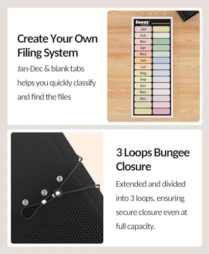 Sooez Accordion File Organizer 13-Pocket Letter Size | Deeper Pockets Keep Index Tabs Visible thumbnail 6